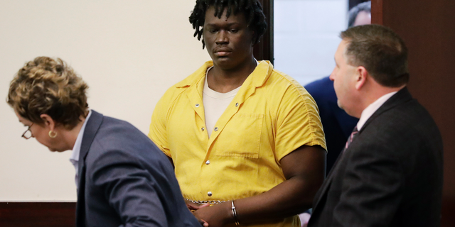 Emanuel Samson enters court in Nashville for a pre-trial hearing this past February. (AP Photo/Mark Humphrey, File)