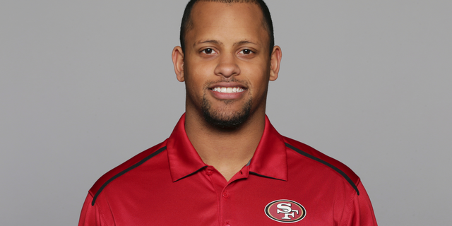 FILE - This 2016, file photo shows Keanon Lowe of the San Francisco 49ers NFL football team. Lowe, a former analyst for the 49ers and wide receiver at the University of Oregon, subdued a person with a gun who appeared on a Portland, Oregon high school campus Friday, May 17, 2019. Lowe is now a coach at Parkrose High School. (AP Photo/File)