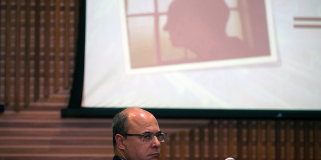 FILE - In this March 12, 2019 file photo, Rio de Janeiro state Gov. Wilson Witzel attends a press conference regarding the arrest of two suspects in the killing of councilwoman Marielle Franco, at Civil Police headquarters in Rio de Janeiro, Brazil. The human rights commission of Rio de Janeiro’s legislative assembly said in a letter sent Tuesday, May 8, 2019, that it is blaming Witzel for a surge in police killings. (AP Photo/Bruna Prado, File)