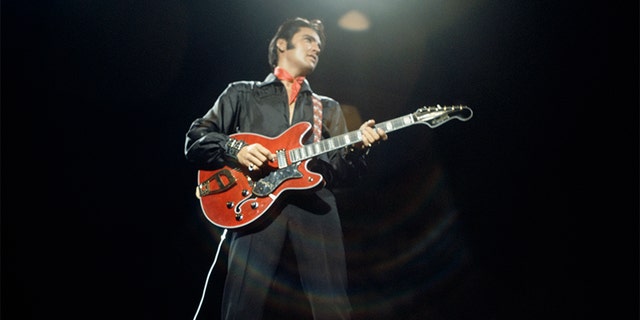 Elvis Presley during a performance at NBC Studios in Burbank, CA.