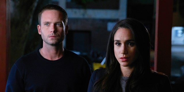 Patrick J. Adams says he hasn't recently spoken to former co-star Meghan Markle, who became the Duchess of Sussex when she married Britain's Prince Harry.