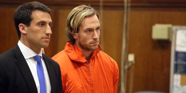 Thomas Gilbert Jr., pictured here in Manhattan Criminal Court in 2015, is set to go on trial this month for the murder of his father, 70-year-old hedge fund founder Thomas Gilbert.<br data-cke-eol="1">