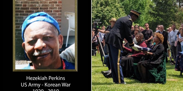 Hezekiah Perkins was buried with full military honors in front of hundreds of strangers Saturday in Cincinnati.