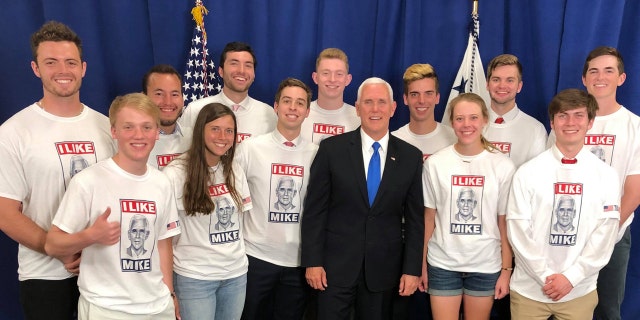 Vice President Mike Pence met with "I Like Mike" supporters after his commencement address Saturday at Taylor University in Upland, Indiana.