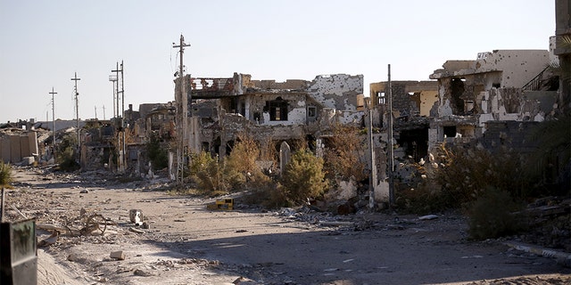 Destroyed buildings are seen in the city of Ramadi, January 16, 2016. Baghdad and Washington have touted Ramadi as the first major success for Iraq's U.S.-backed army since it collapsed in the face of the Islamic State's lightning advance across the country's north and west in mid-2014. Picture taken January 16, 2016. REUTERS/Thaier Al-Sudani - GF20000098966