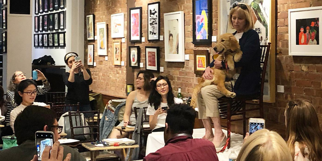 The Canine Companions and their raisers posed for the Society of Illustrators as part of a special event.