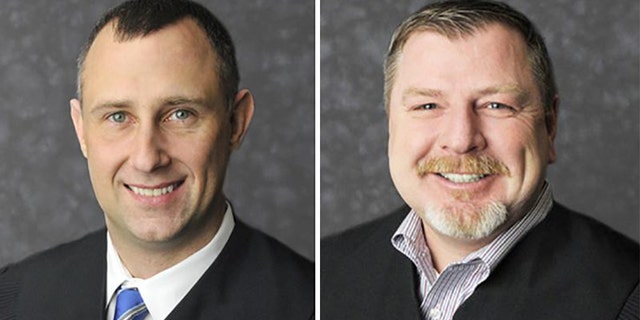 Clark County Judges Brad Jacobs and Andrew Adams. (Indiana Supreme Court)