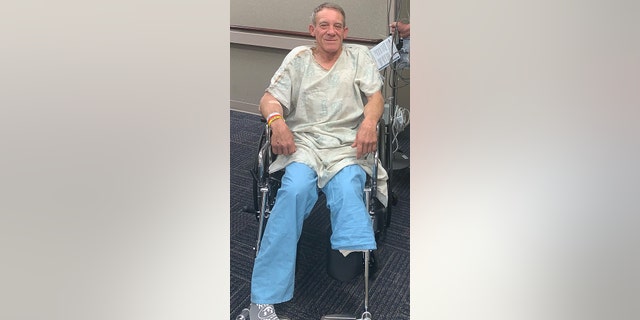Kurt Kaser, 63, says he was unloading corn from one bin to another on April 19 when he accidentally stepped into a grain auger, trapping his left leg in between the rotating shaft.