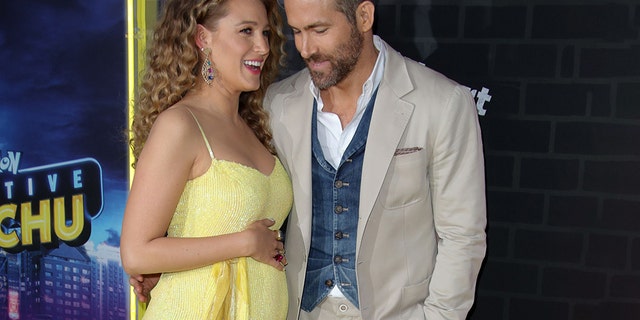 Blake Lively reveals she and Ryan Reynolds are expecting their third child together during the "Pokémon: Detective Pikachu" premiere in New York City on May 2, 2019. 