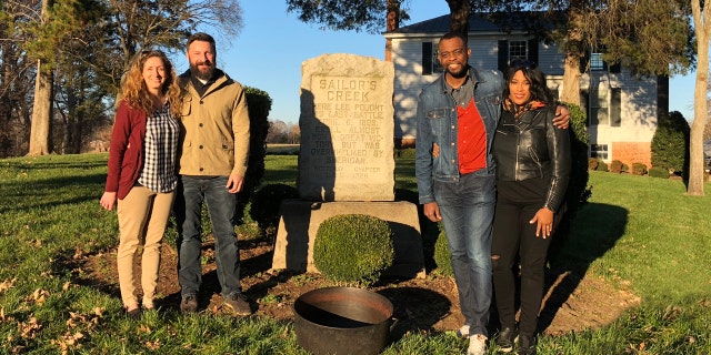 The Fords and Locketts at the location of the ancestors family farm where the last battle of the Civil War was fought.
