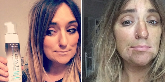 Though Harper said the tan began to fade after she had scrubbed it for a while, it was still prominent enough that she had to make a run to a nearby store and buy foundation to cover-up the patchy pattern.