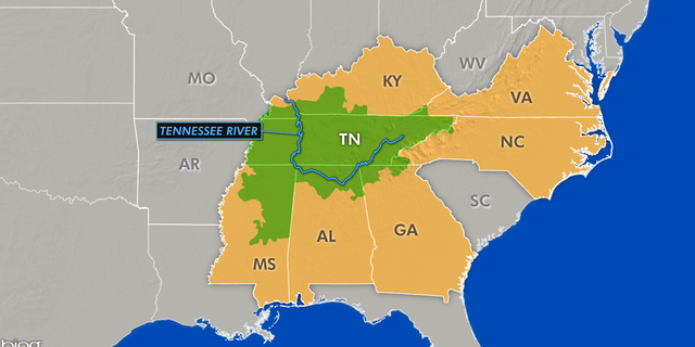 The Tennessee River is in the Tennessee Valley which stretches through seven southern states.