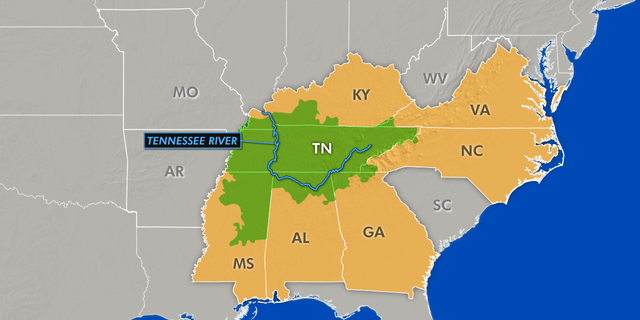 The Tennessee River is in the Tennessee Valley which stretches through seven southern states.