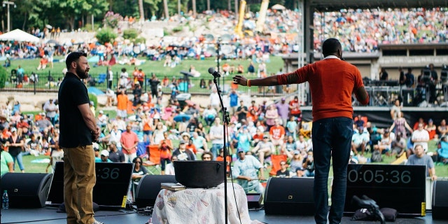 Will Ford and Matt Lockett share their story at OneRace, a conference on Stone Mountain, Georgia last year, the same place where the KKK first publicly burnt a cross.