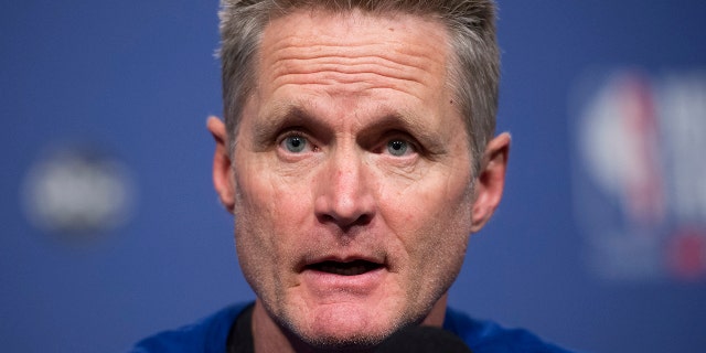 Golden State Warriors basketball head coach Steve Kerr opened up about his gun-control advocacy.. (Nathan Denette/The Canadian Press via AP)