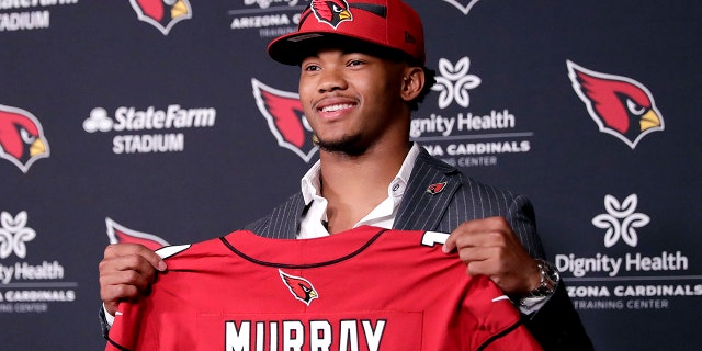 Arizona Cardinals NFL football quarterback Kyler Murray is introduced, Friday, April 26, 2019, at the Cardinals' practice facility in Tempe, Ariz. Murray was the first overall pick in the 2019 NFL Football draft. (AP Photo/Matt York)