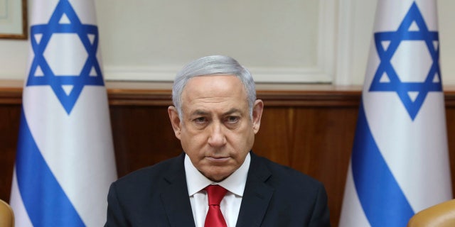 Israeli Prime Minister Benjamin Netanyahu attends the weekly cabinet meeting at his office in Jerusalem, Israel, Sunday, May 5, 2019. (Abir Sultan/Pool Photo via AP)