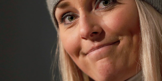 United States' Lindsey Vonn gets emotional as she holds a press conference after taking the bronze medal in the women's downhill race, at the alpine ski World Championships in Are, Sweden. (AP Photo/Gabriele Facciotti, File)