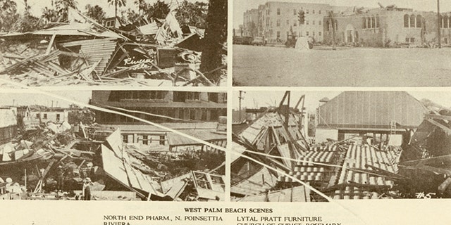 Damage from the Okeechobee Hurricane in West Palm Beach, Florida.