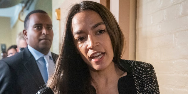 Representative Alexandria Ocasio-Cortez, DN.Y., presented here at the US Capitol on May 22, reportedly went to Washington on Saturday when a suspect broke into her campaign offices in Queens, New York. York. (Associated Press)