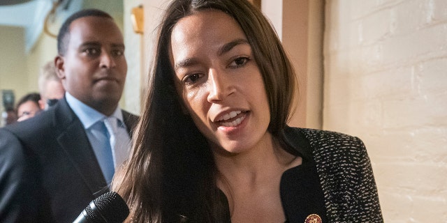 Rep. Alexandria Ocasio-Cortez, D-N.Y., shown here at the U.S. Capitol on May 22, was reportedly in Washington on Saturday when a suspect broke into her campaign offices in the New York City borough of Queens. (Associated Press)