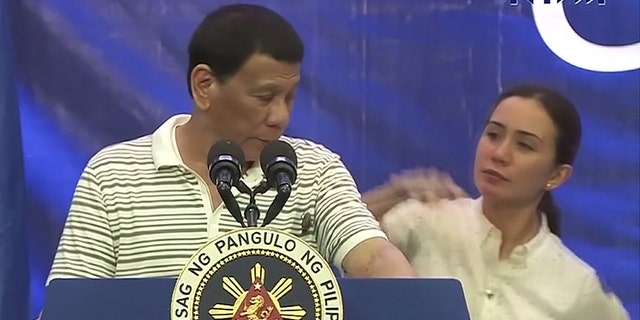 Duterte then removed the bug himself and stomped on the floor, joking that the cockroach was sent by the opposition Liberal party, according to Reuters.
