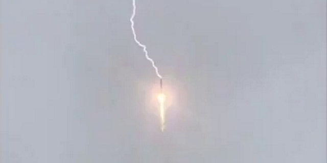 Soyuz rocket hit by lightning. (Credit: East2West)