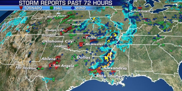 There have been numerous severe weather reports over weekend across the Southern Plains.