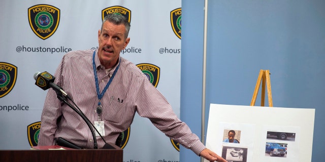 Sgt. Mark Holbrook gives an update about Maleah Davis, a four-year-old girl missing since Saturday night, during a news conference at the Houston Police Department headquarters, Sunday.