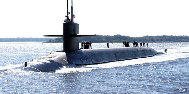 The Ohio-class ballistic-missile submarine USS Rhode Island (SSBN 740) Gold crew returns to home port at Naval Submarine Base Kings Bay, Georgia, back in March.