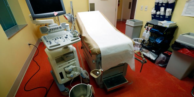 This Friday, May 17, 2019 photo shows an examination/procedure room at the Jackson Women's Health Organization in Jackson, Miss. The facility is the state's only abortion clinic.