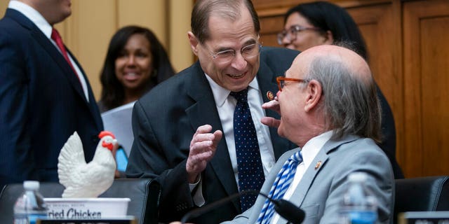 House Judiciary Committee Chairman Jerrold Nadler, D-N.Y., center, with Rep. Steve Cohen, D-Tenn., ahead of a hearing on the Mueller report last month.