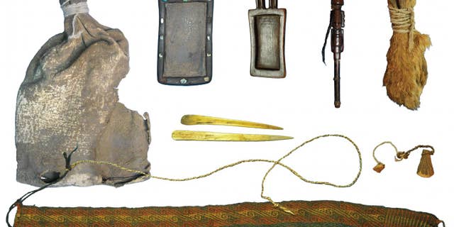The 1,000-year-old ritual bundle discovered by researchers in a Bolivian cave.