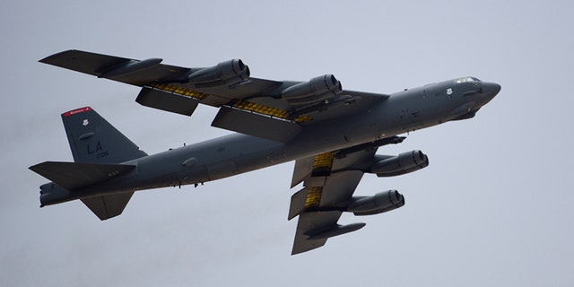 A U.S. Air Force B-52H Stratofortress bomber, assigned to the 20th Expeditionary Bomb Squadron, takes off from Al Udeid Air Base in Qatar on Sunday.