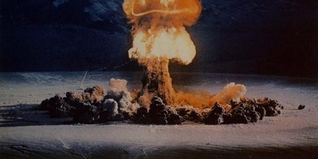 The 37 kiloton 'Priscilla' nuclear test, detonated at the Nevada Test Site in 1957. (Credit: US Department of Energy)