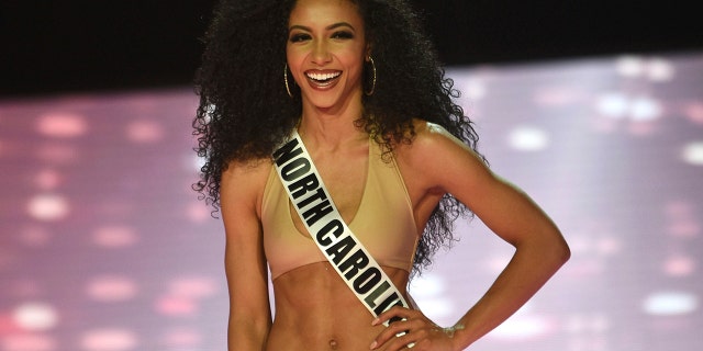 Miss North Carolina Cheslie Kryst wins the 2019 Miss USA final competition in the Grand Theatre in the Grand Sierra Resort in Reno, Nev., on Thursday, May 2, 2019. (Jason Bean/The Reno Gazette-Journal via AP)
