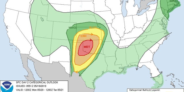 A "significant severe weather event" is possible on Monday, with the threat of "significant tornadoes," according to the National Weather Service.