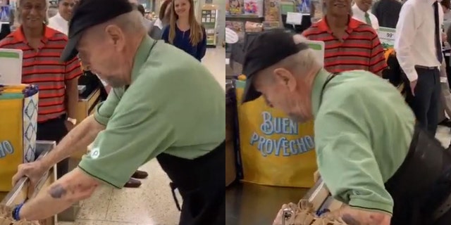 Davis even showed off his physical prowess with a set of push-ups against a cashier checkout counter.