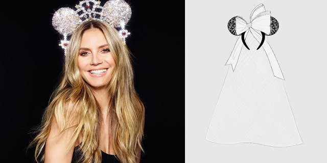 Heidi Klum (pictured left) and Vera Wang (sketch pictured right) are set to design their own iconic mouse ears through the partnership.