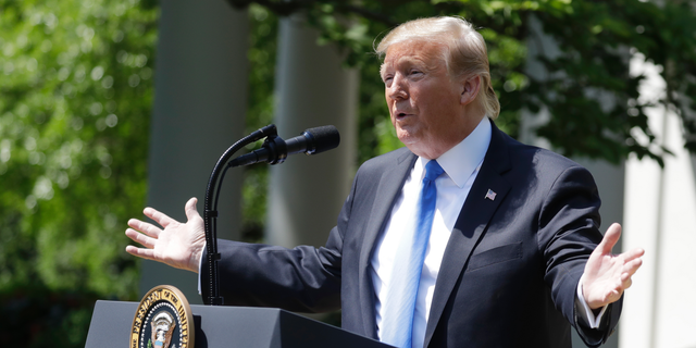 President Donald Trump speaks during a National Day of Prayer event in the Rose Garden of the White House, Thursday May 2, 2019, in Washington. (AP Photo/Evan Vucci)