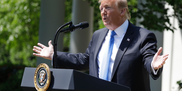 President Donald Trump speaks during a National Day of Prayer event in the Rose Garden of the White House, Thursday May 2, 2019, in Washington. (AP Photo/Evan Vucci)