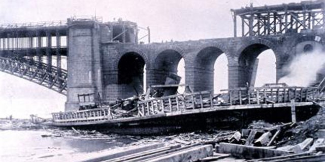The 1896 St. Louis Tornado tore away some 300 feet of the structure of the Eads Bridge.