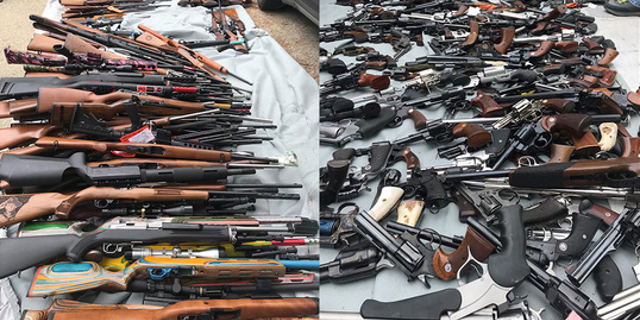 A large cache of weapons was recovered at home in an affluent neighborhood of Los Angeles on Wednesday, police said.