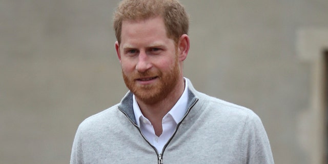 Britain's Prince Harry speaks to the media at Windsor Castle, Windsor, England, Monday May 6, 2019, after his wife Meghan, the Duchess of Sussex gave birth to a baby boy. It is the first child for Harry and Meghan, who married a year ago. (Steve Parsons/Pool via AP)