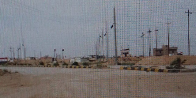 An Iraqi army base seen near the deserted crossing.