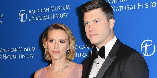 Actress Scarlett Johansson and comedian Colin Jost welcomed their son, Cosmo, in August. 