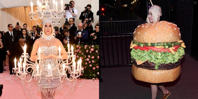 Katy Perry dressed up as a chandelier and a burger for Monday night's Met Gala.