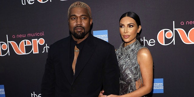 Kanye West and Kim Kardashian West attend the opening night of "The Cher Show" at Neil Simon Theatre on December 3, 2018, in New York City.
