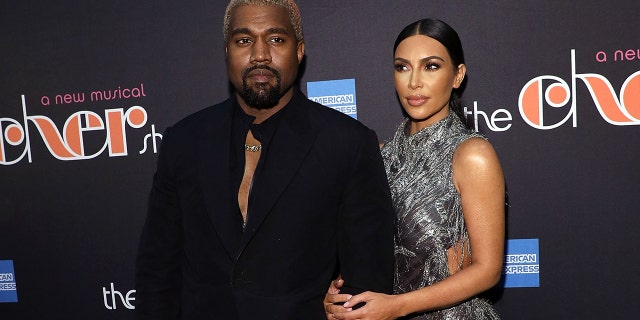 Kanye West and Kim Kardashian West attend the opening night of "The Cher Show" at Neil Simon Theatre on December 3, 2018, in New York City.