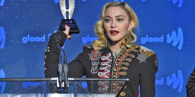Honoree Madonna accepts the advocate for change award at the 30th annual GLAAD Media Awards.